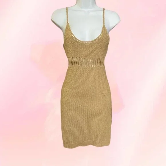 Sand beige knitted mini dress